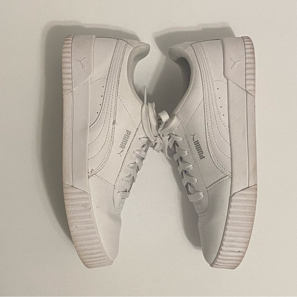 PUMA Carina Soft Foam White Sneakers Lace Up Shoes Optimal Comfort Size 8.5 - Picture 8 of 13